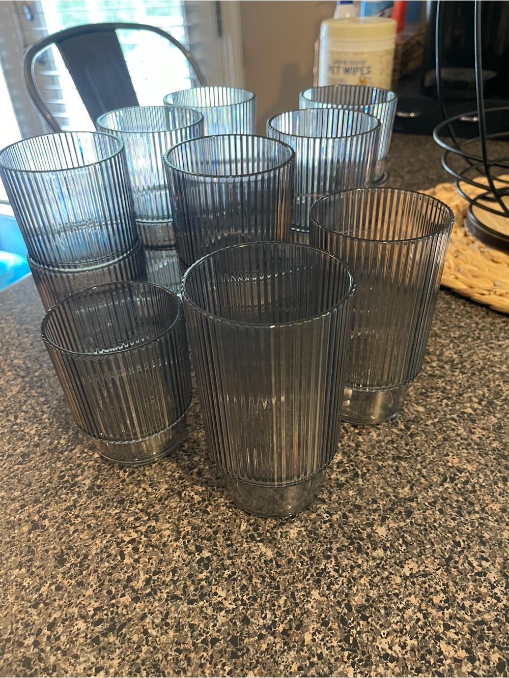 Better Homes & Gardens Smoke Gray Ribbed Tumbler Set - 15 Pieces